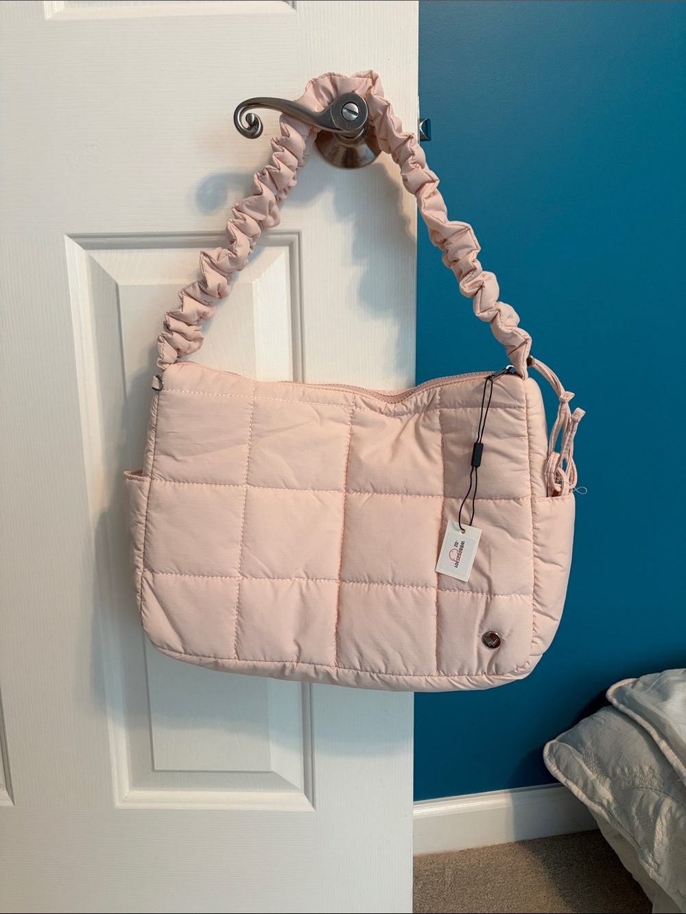 Westbronco Quilted Pink Shoulder Bag with adjustable Ruched Strap